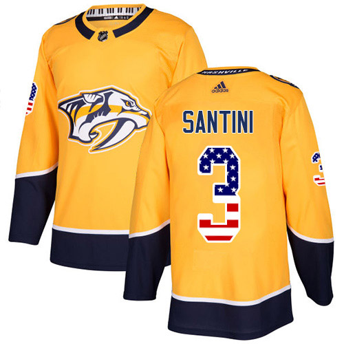Adidas Nashville Predators #3 Steven Santini Yellow Home Authentic USA Flag Stitched Youth NHL Jersey